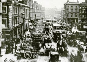 A view along Commercial Street as it would have appeared at the time of the Jack the Ripper murders.