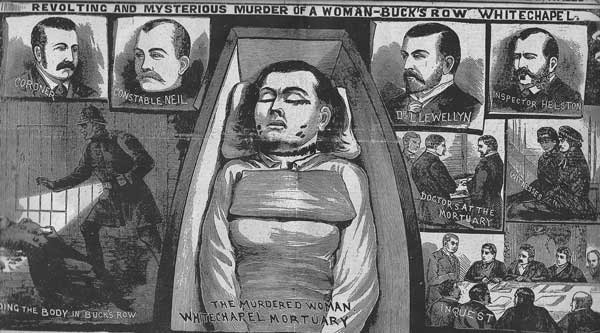 Images from the Illustrated Police News showing the murder and the aftermath.