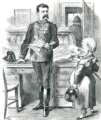 A cartoon showing Sir Charles Warren With Mr Puncg.