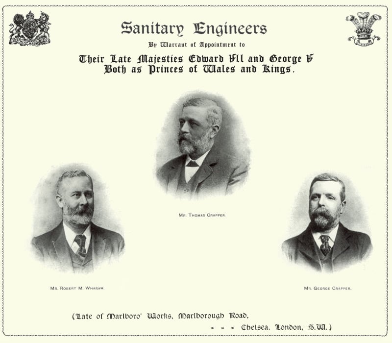 The paper showing Thomas Crapper and his Royal Warrants.