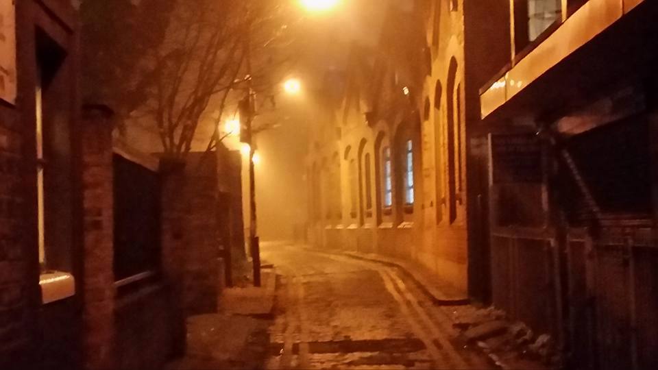 An image of Gunthorpe Street in a London Fog.