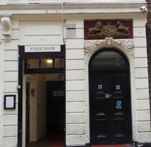 A view of the aiden Lane Royal Entrance to the Adelphi Theatre.