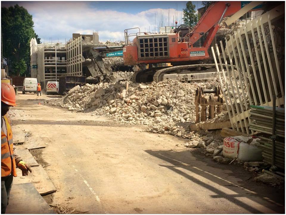 A view along Dorset Street showing the commencement of demolition.