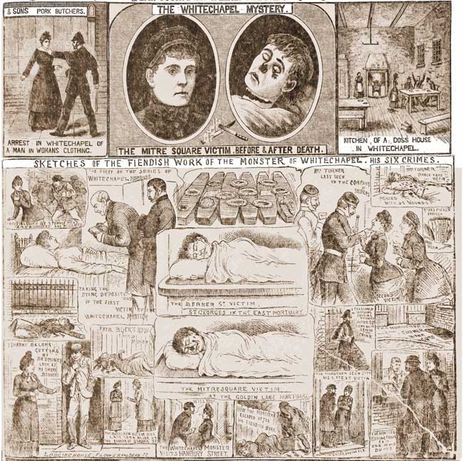 Illustrations showing the reporting on the double murder in mid October 1888.