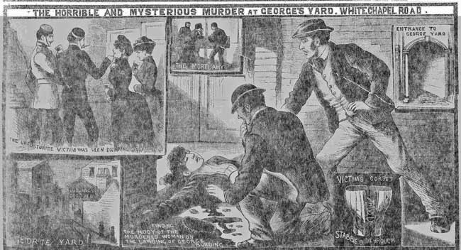 Press illutrations showing the finding of the body of Martha Tabram.