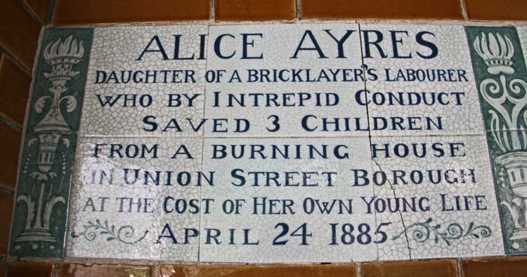 The plaque to Alice Ayres.
