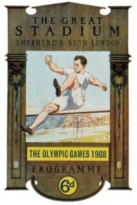 An image of an athlete competing in the 1908 London Olympics.