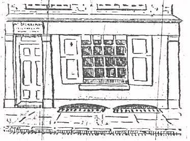 A sketch showing the exterior of 29 Hanbury Street.