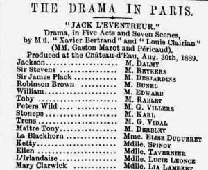 The list of the cast for the drama.