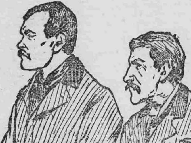 Newspaper sketch of Fowler and Milsom.