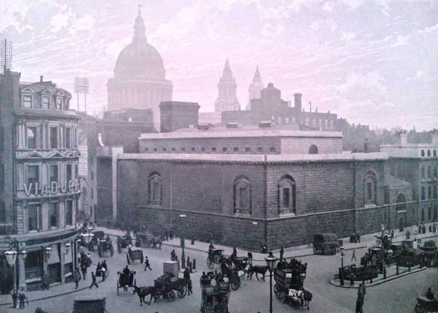 A photograph showing the exterior of Newgate Prison.