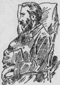 A sketch showing William Seaman in court.