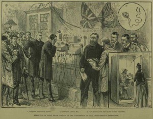 An illustration showing the first London to Paris phone calls.