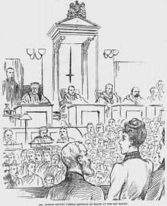 The judge passing the death sentence on Mary Pearcey.