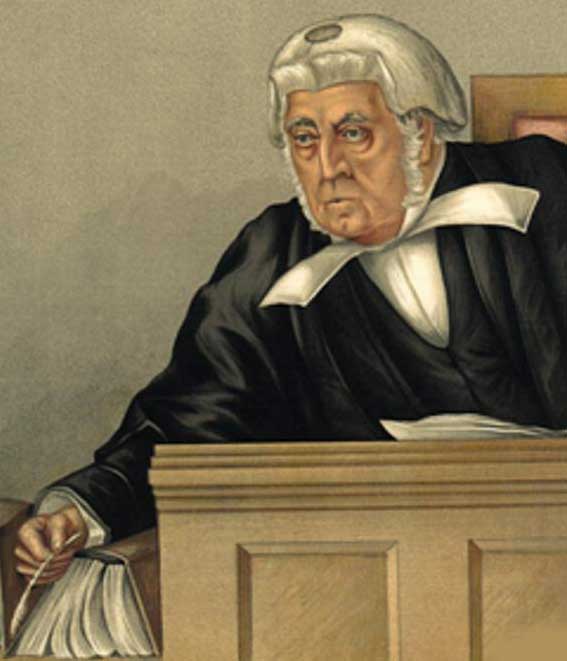 A caricature of the judge justice Denman.