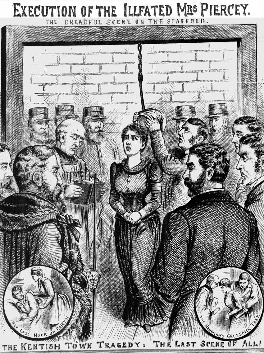 An illustration showing the hanging of Mary Pearcey.