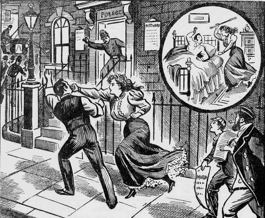 Mrs Florence Deighton shown punching her husband in the illustration in the Illustrated Police News.