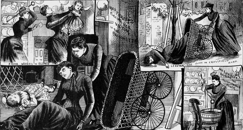 Illustrations depicting the murder of Phoebe Hogg.