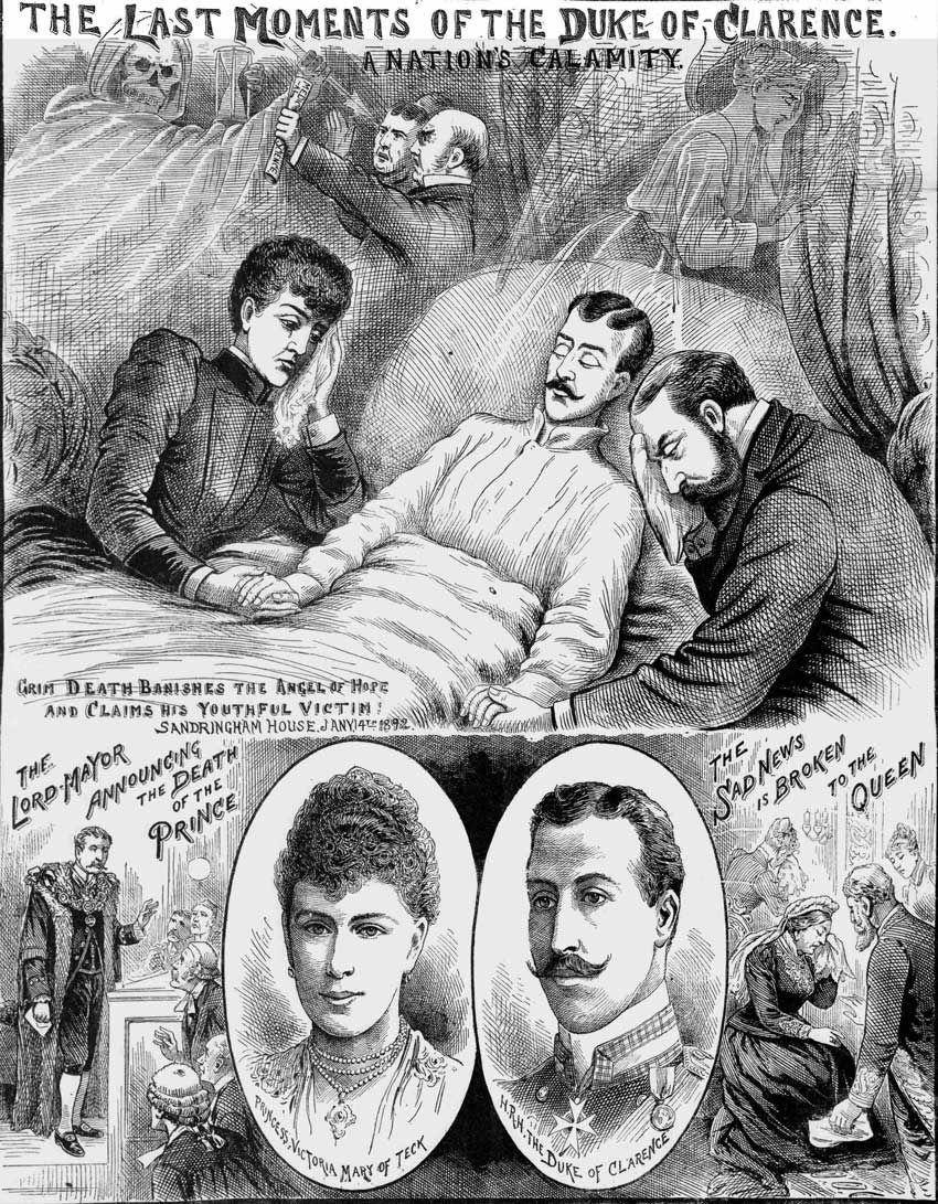 An illustration showing the Duke of Clarence on his death bed.