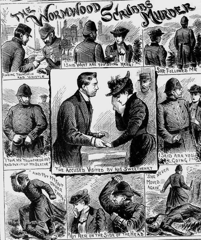A set of illustrations showing the events behind the murder.