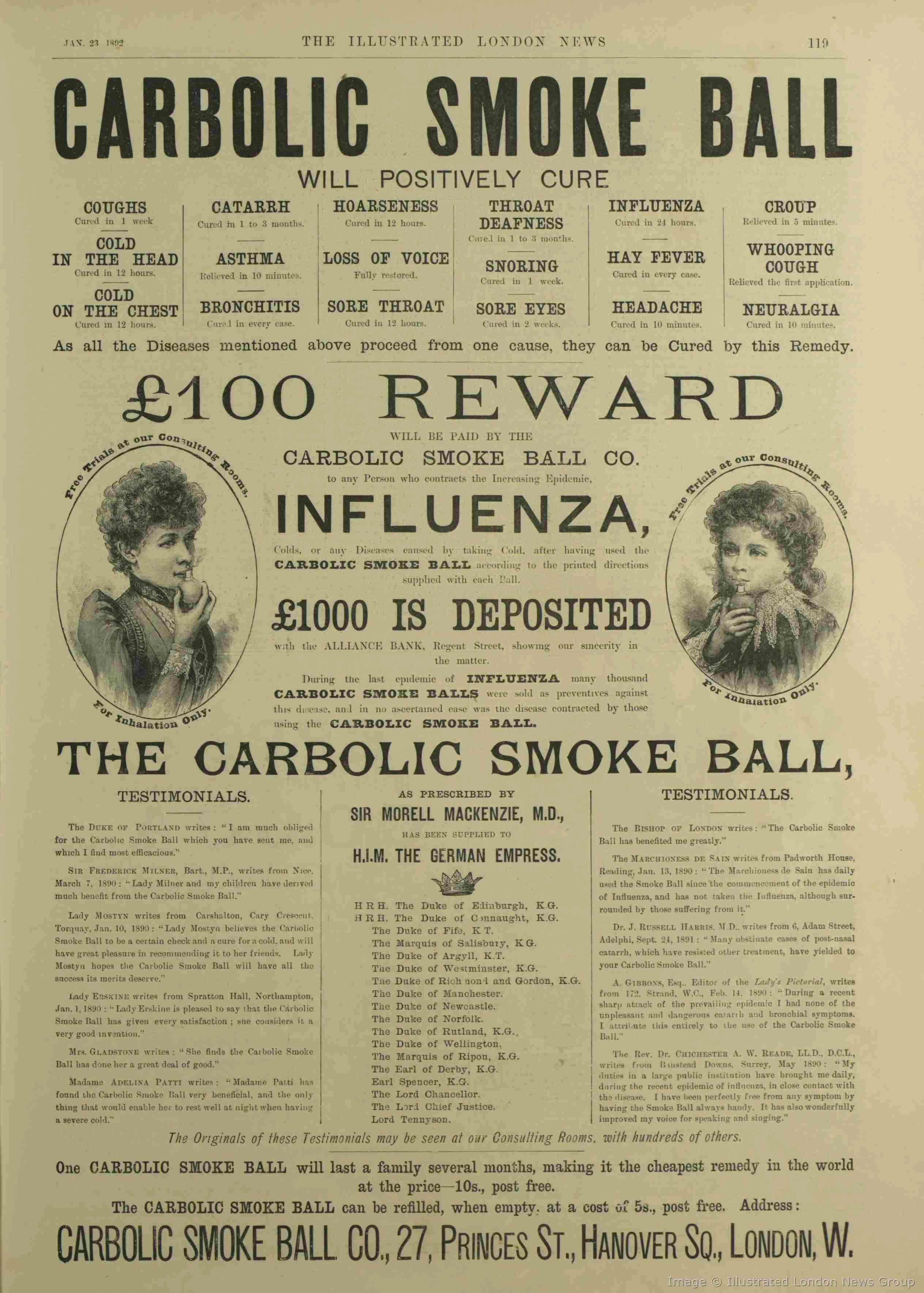 The Carbolic Smoke Ball Mrs Carlill Gets The Flu The Carbolic Smoke Ball Mrs Carlill Gets The Flu