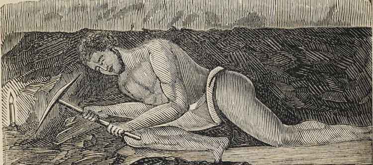 An illustration showing a semi named miner working in a tunnel.
