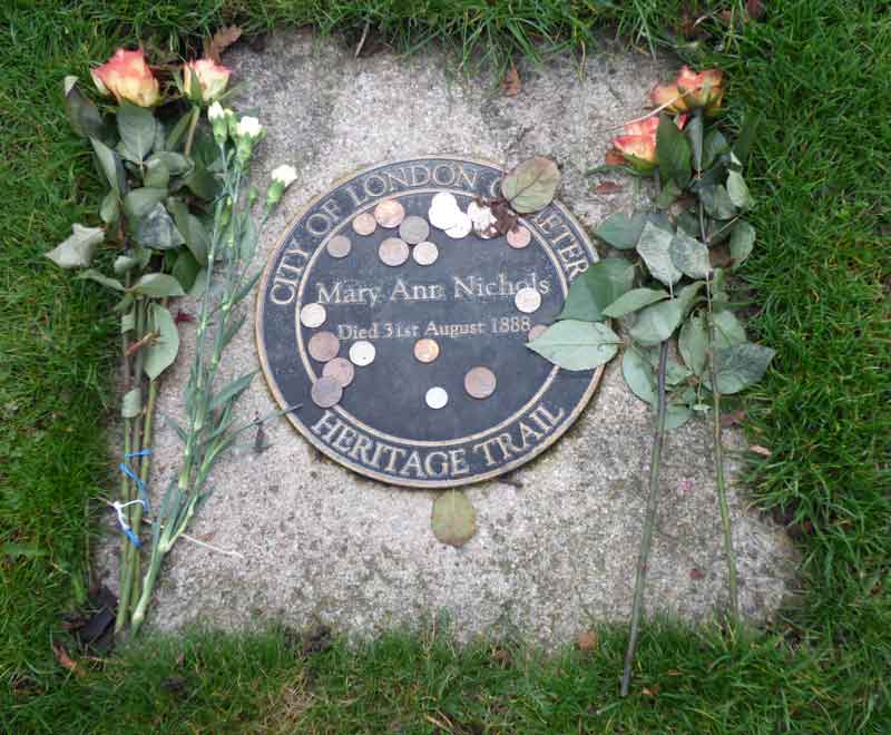 A Photo of the plaque to Mary Nichols.