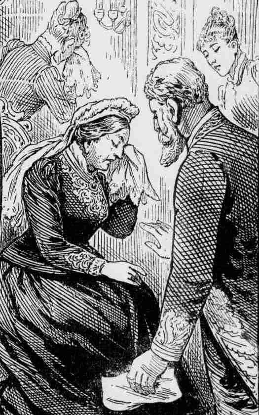 An illustration showing Queen Victoria weeping on receiving news of the death.