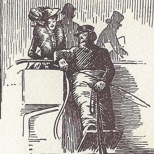 An illustration showing an omnibus driver.