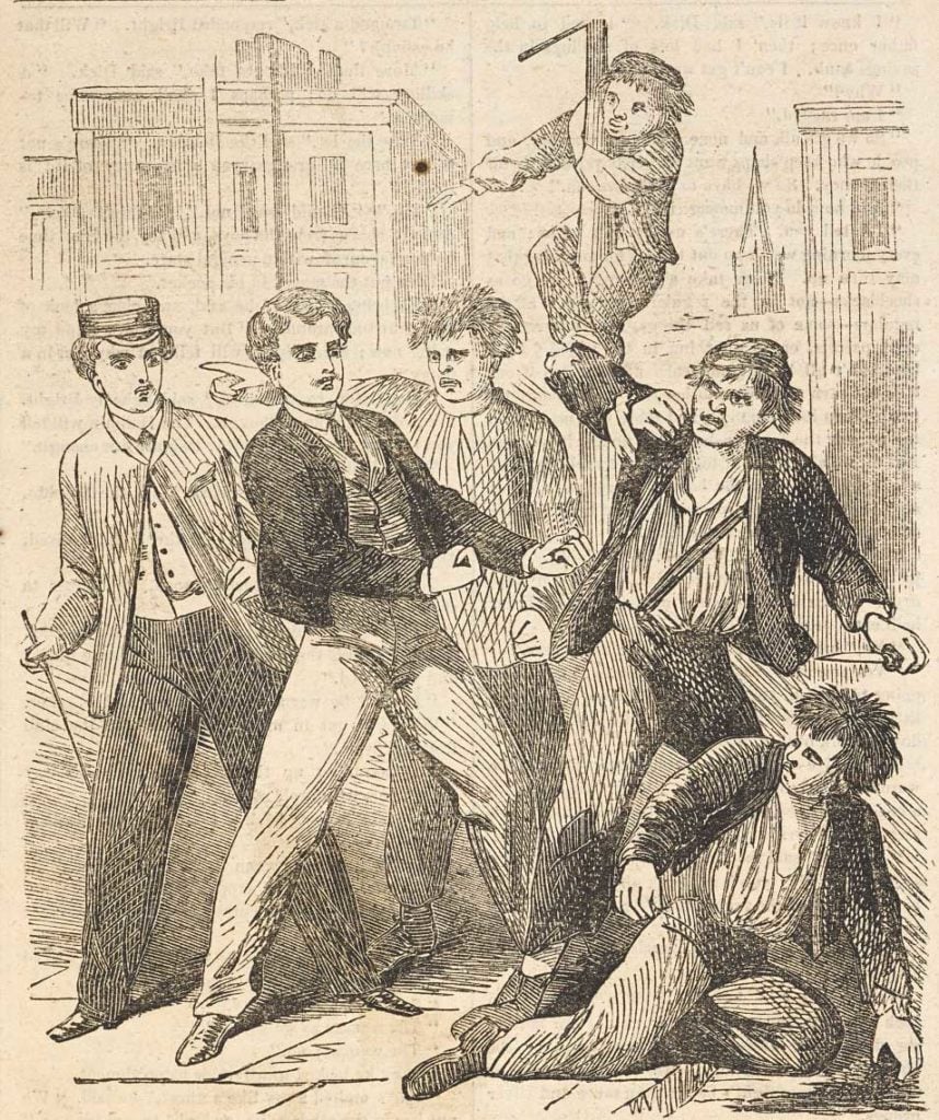 The Wild Boys fighting.