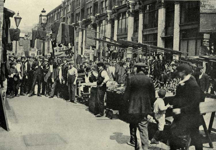 A view along Petticoat Lane in 1889.