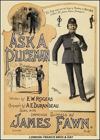 The cover of the original music for "If you want to know the time ask a policeman."