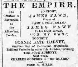 An advert for James Fawn.