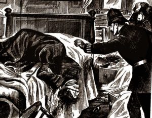 A poliman finds the body of Miss Farmer.