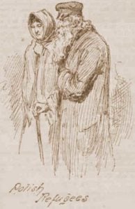 A sketch showing a man and woman who were Polish refugees.