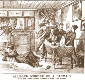 A sketch showing the murder of Mary Jane Hardwick.