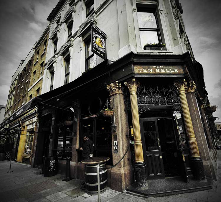 A photo of the exterior of The Ten Bells Pub.