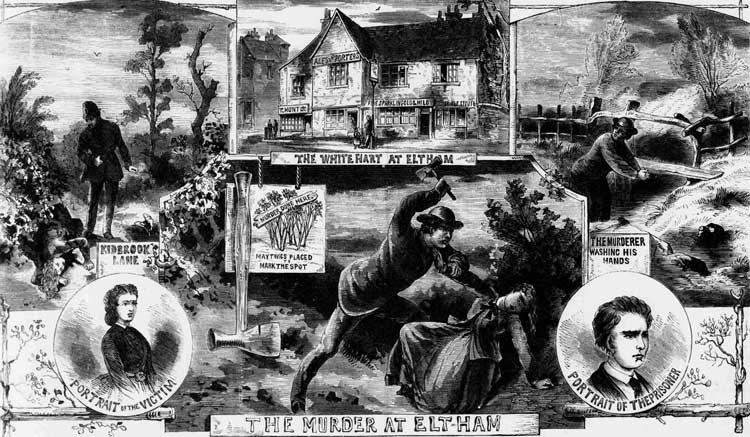 Sketches showing the murder in Eltham.