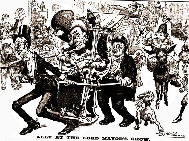 Ally Sloper being carried at the Lord Mayors Show.