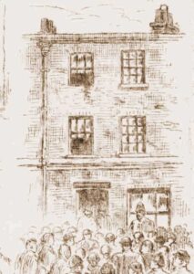 A sketch showing the exterior of 19 George Street.