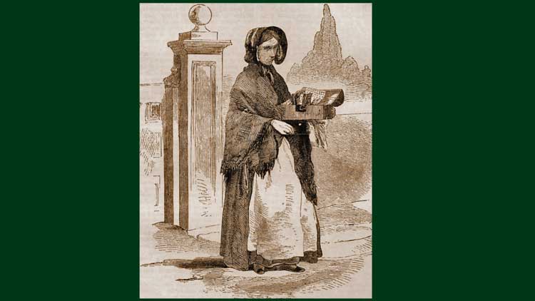 A sketch of a Victorian comb seller.