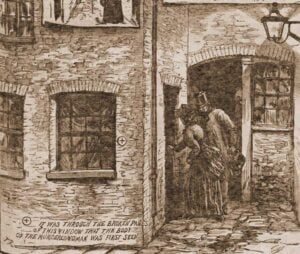 An illustration showing Jack the Ripper wearing a top hat.