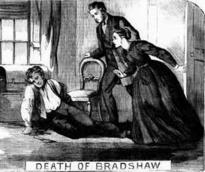 An illustration showing Bradshaw's suicide.