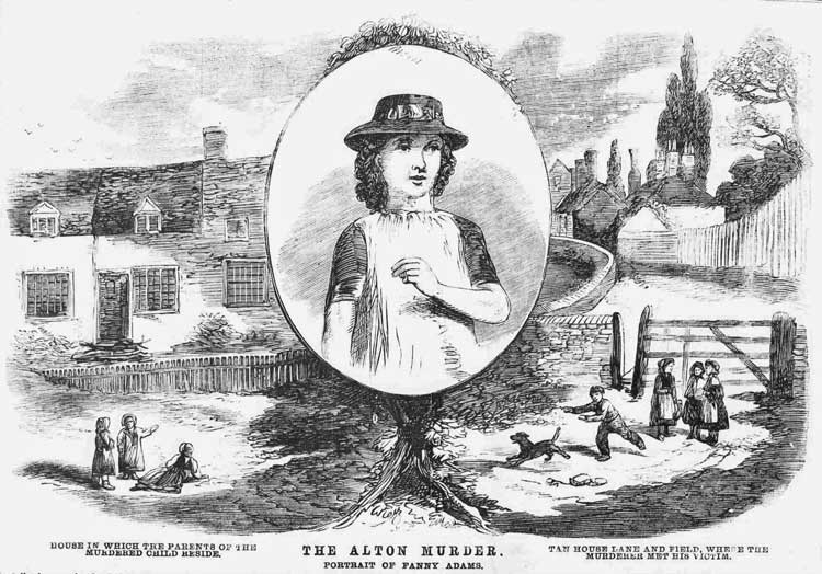 Illustrations showing Fanny Adams and her friends.